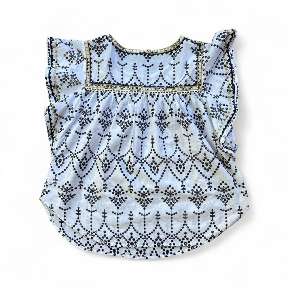 J. Crew White and Black Embroidered Blouse - Picture 4 of 5